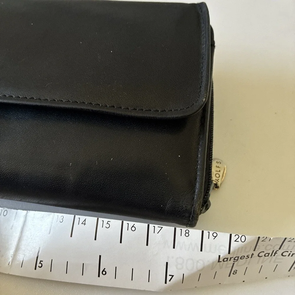 Rolfs Cowhide Black Leather Wallet Clutch Organizer Vintage Change Zipper